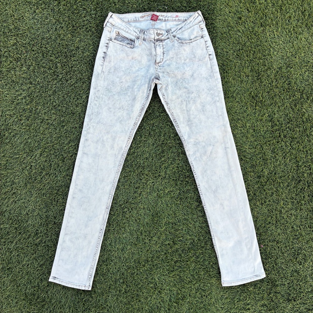 Arizona Jean Co Men's 29x31 Denim Slim Fit Light White Gray Acid Wash Jeans